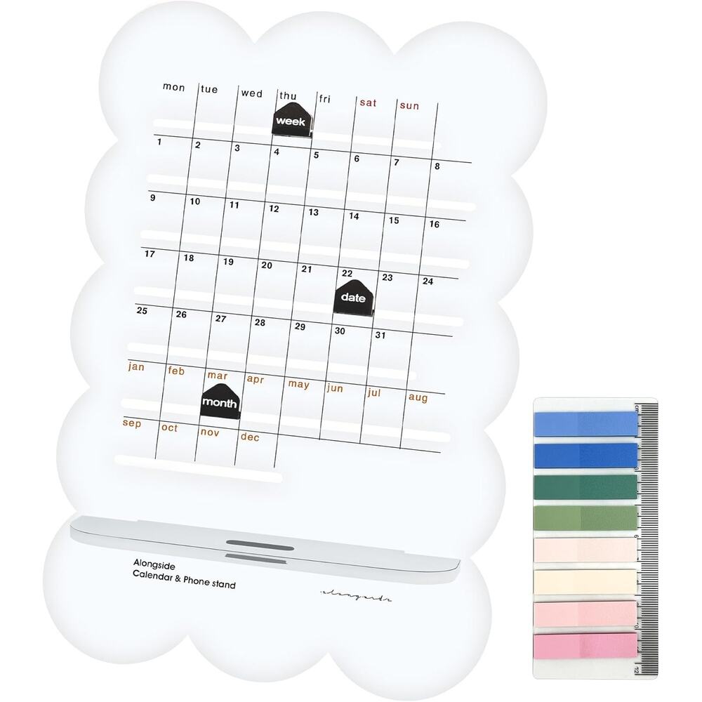 Practical Retro Perpetual Planner Desk Calendar Reminders Acrylic Phone holder